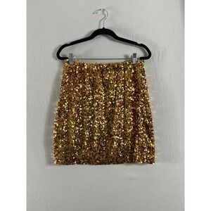 Gold Sequin Mini Skirt Metallic Glitter Party Tube Pencil Sparkly Holiday Skirt